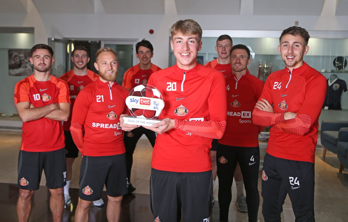 SunderlandAFC's tweet photo. 🏆 Our team goal at Reading has been named September's Goal of the Month! 

Outstanding, Lads 👏

#SAFC | @SkyBetChamp https://t.co/8wwZD7Vg8Z