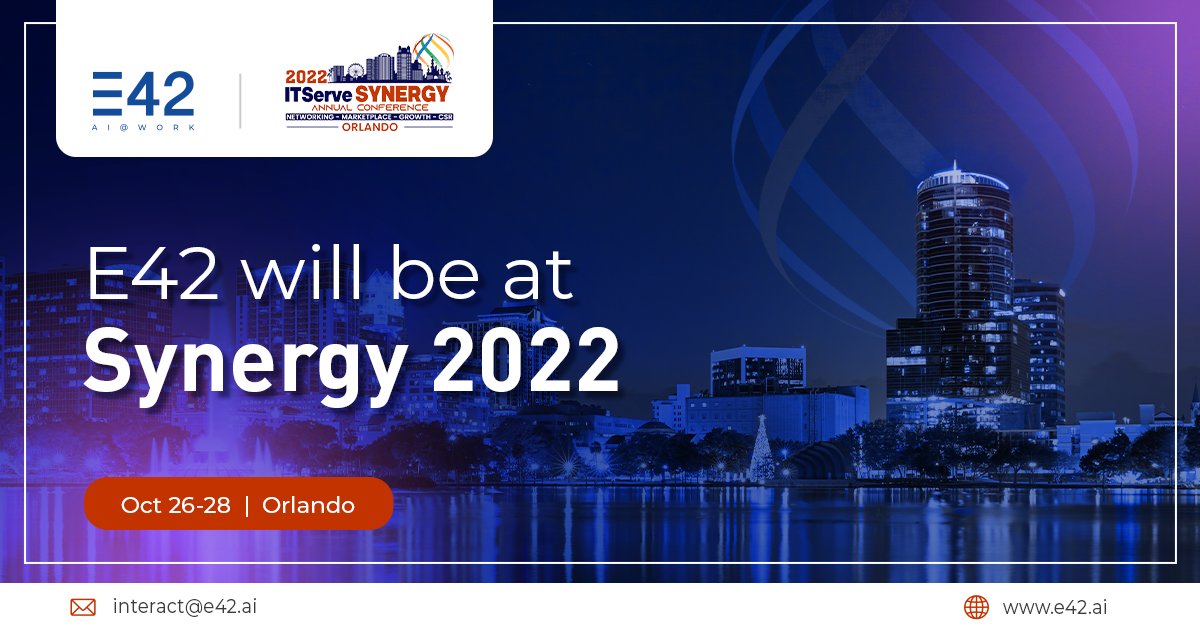 E42_ai's tweet photo. We’re excited to be a part of #Synergy2022! It’s an event that brings together startups, industry experts &amp; leaders across the globe, we’re also showcasing APAR, our two accounting wizards built on #E42 by @financetech007 Unlimited in partnership with NAM Infotech. #AI https://t.co/Bn8VgTbbKm