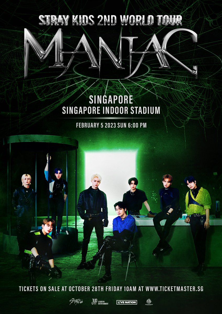 Stray Kids 2nd World Tour 'MANIAC' in SINGAPORE Show Info 23.2.5(SUN) @ SINGAPORE INDOOR STADIUM Ticket Open (Local Time) LN Presale￨22.10.27(THU) 2PM – 11:59PM General Sale￨22.10.28(FRI) 10AM #StrayKids #스트레이키즈 #2ndWorldTour_MANIAC #MANIAC #YouMakeStrayKidsStay