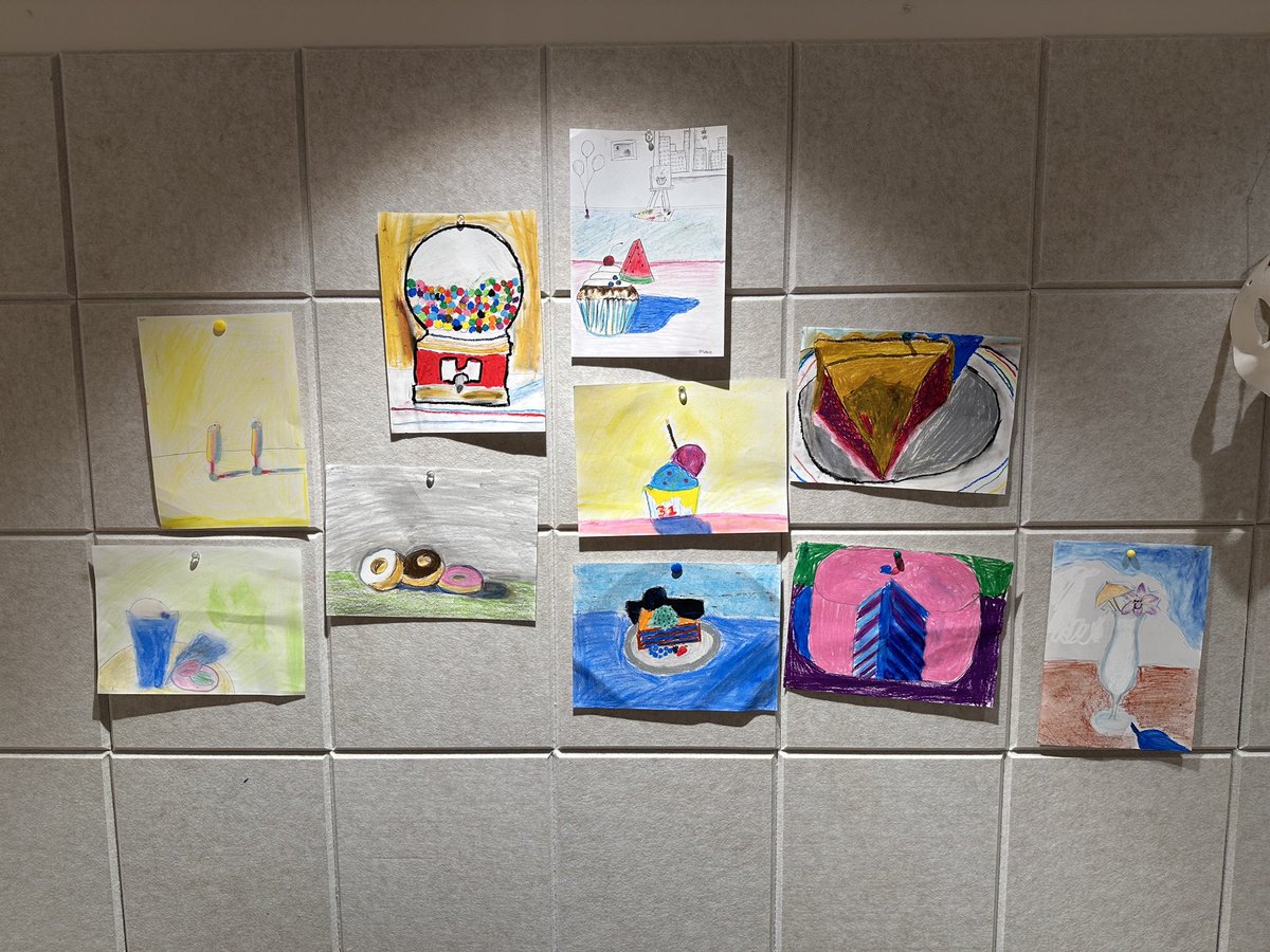 MSTokyoArt's tweet photo. Willow class learned about American artist Wayne Theibaud and the use of geometry and geometric shapes in their delicious artworks. https://t.co/dbWQXog1JL