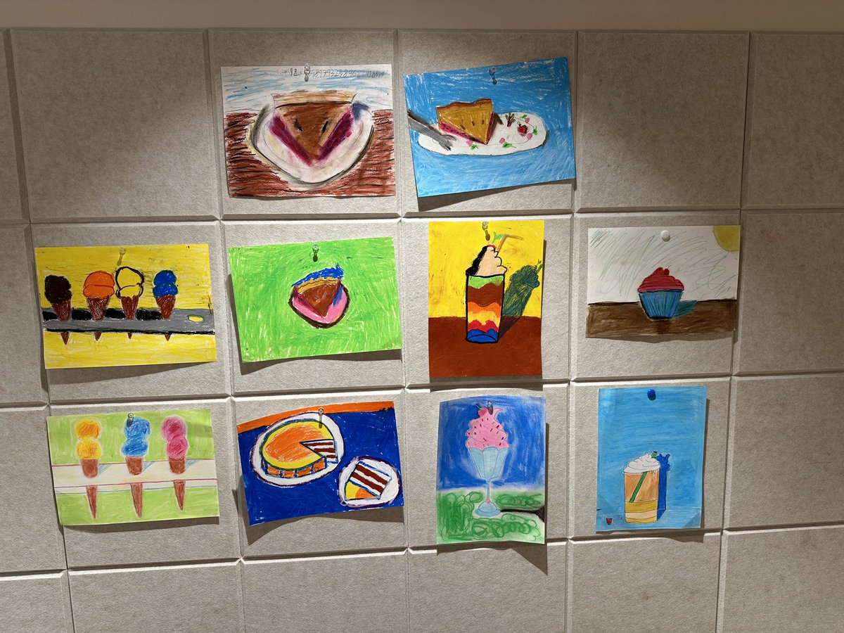 MSTokyoArt's tweet photo. Willow class learned about American artist Wayne Theibaud and the use of geometry and geometric shapes in their delicious artworks. https://t.co/dbWQXog1JL