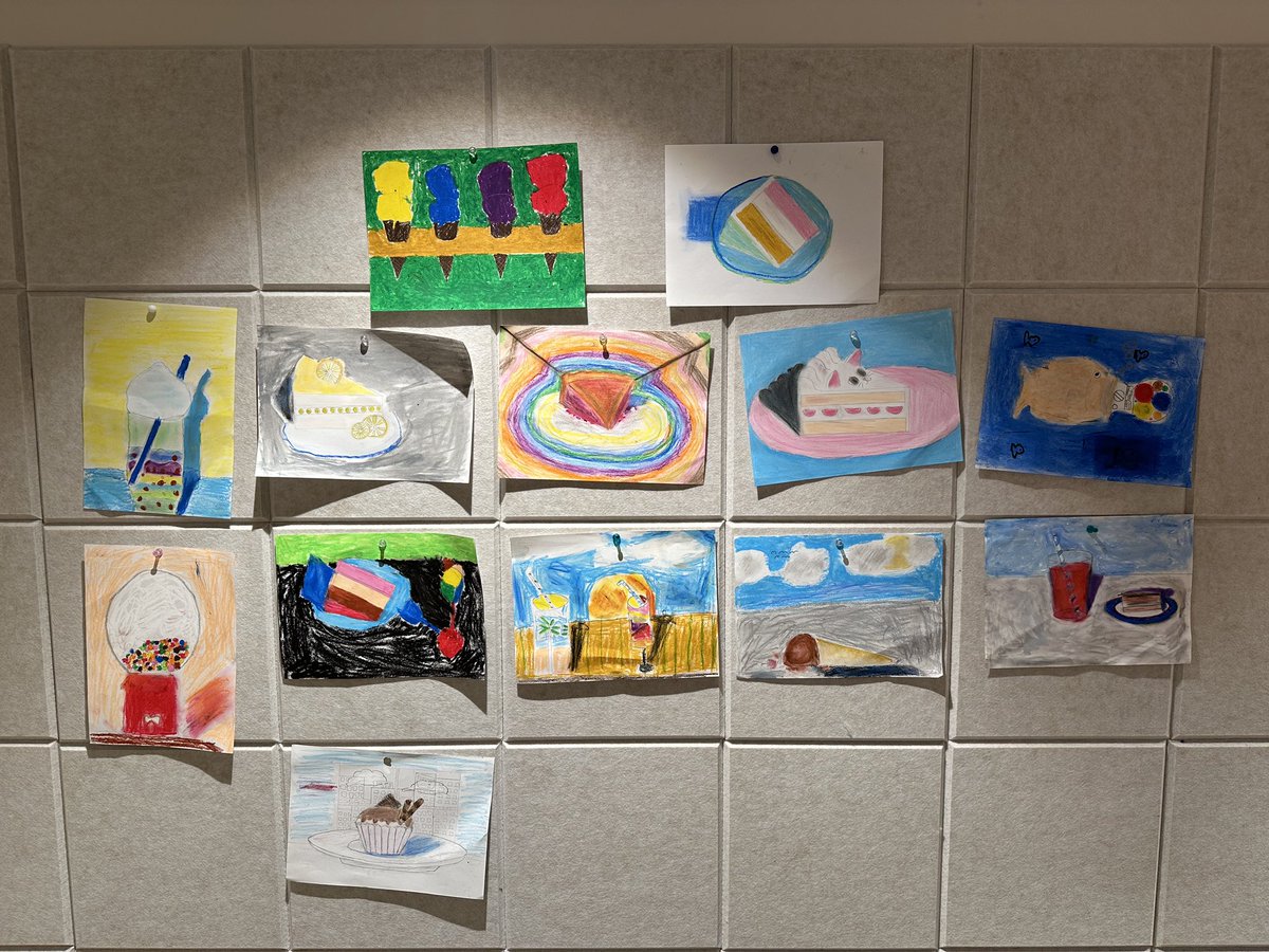 MSTokyoArt's tweet photo. Willow class learned about American artist Wayne Theibaud and the use of geometry and geometric shapes in their delicious artworks. https://t.co/dbWQXog1JL