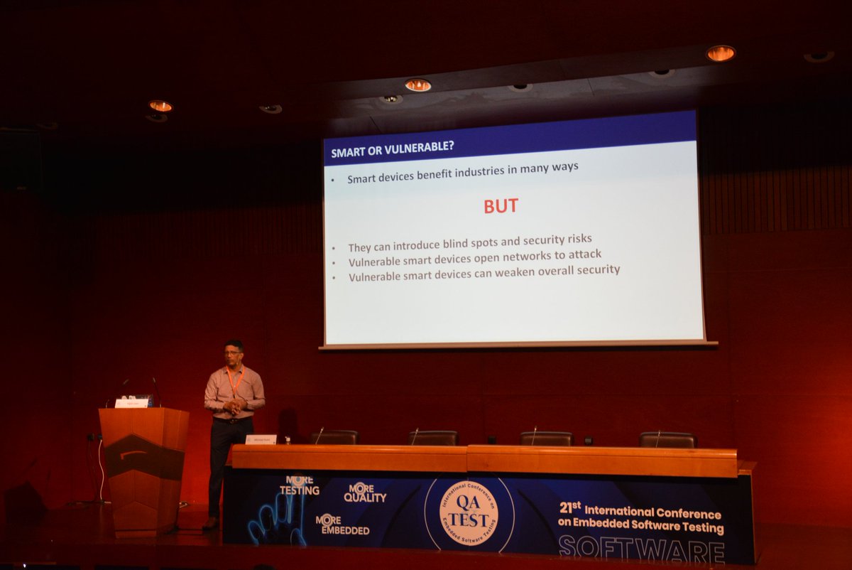 QATestBilbao's tweet photo. After the coffee break, we begin with Track 6 and 7 of #qatest2022.

The 6th is on #SafetyandSecurity
🔹@vipin_QA is talking about The vulnerable IoT Devices 🌐

The 7th is on #TestAutomation
🔹Didac Lopez is talking about Test Automation for Medical Devices 🏥

Hope you enjoy! https://t.co/mEy1YVwbjH