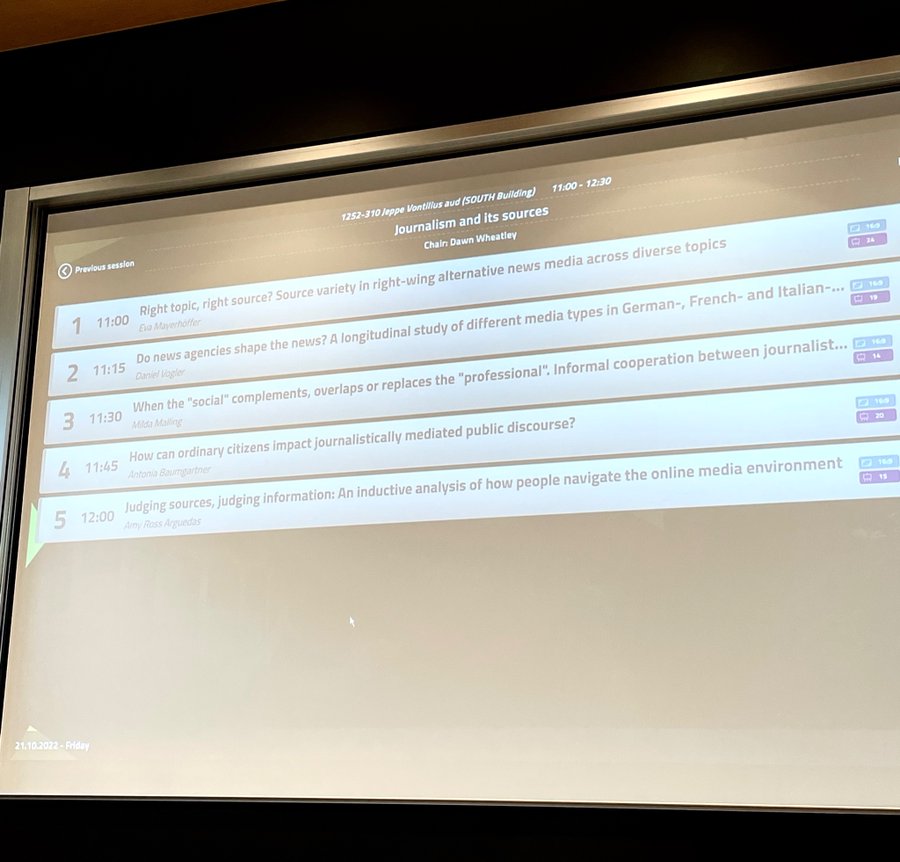 Ready for my presentation in the panel about “Journalism and its sources” #ecrea with contributions from <a href="/EvaMayerhoeffer/">Eva Mayerhöffer</a> <a href="/DnVglr/">Daniel Vogler</a> <a href="/MallingMilda/">Milda Malling</a> and
<a href="/amyross87/">Amy Ross Arguedas</a> / chaired by <a href="/dawnwheatos/">Dawn Wheatley</a>