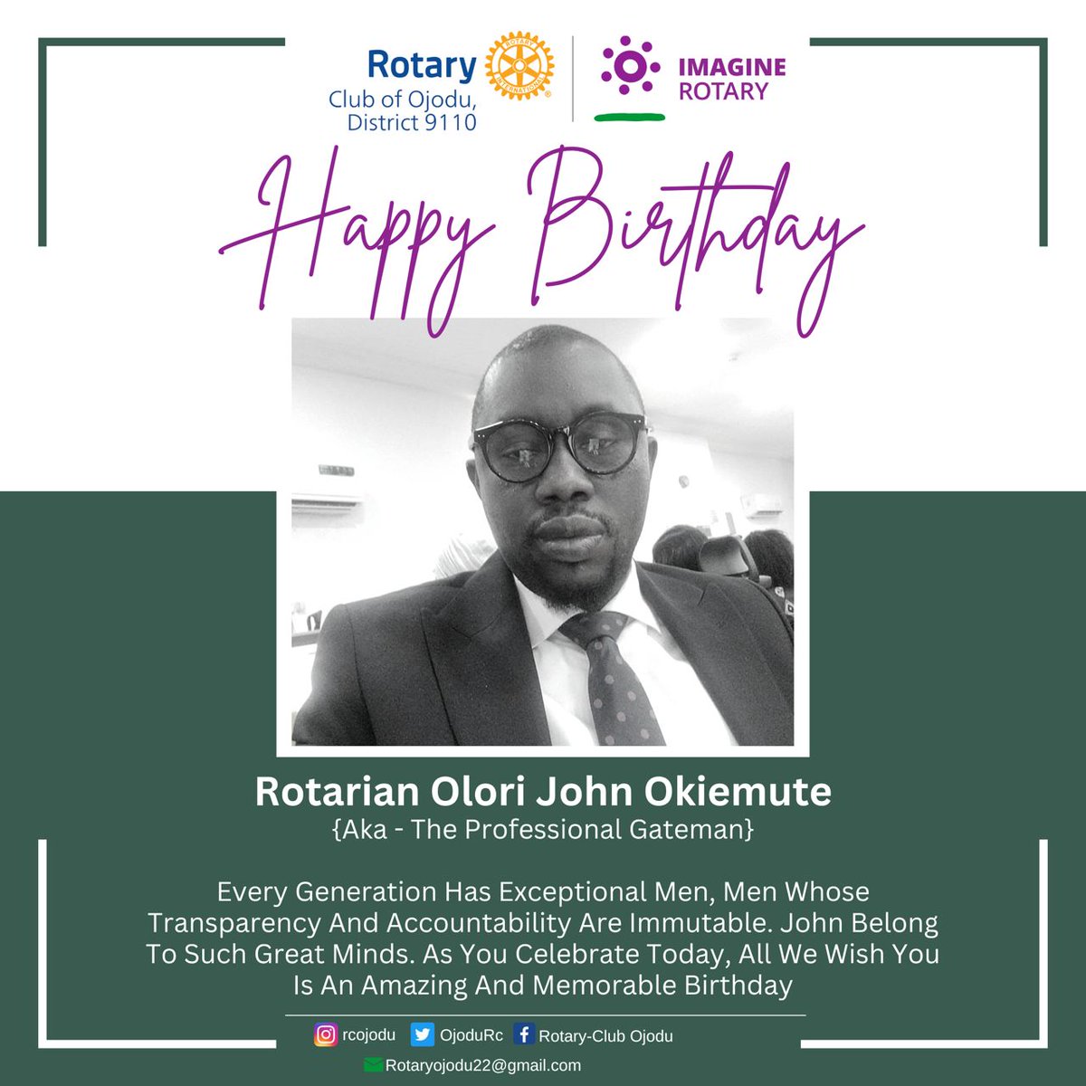 OjoduRc's tweet photo. Congratulations and Happy Birthday
#Rotary #rcojodu #rotaryinternational #charity #giving #rotarydistrict9110 #love #nonprofit #donate #business #community #rotary #service #volunteer #help #support #fundraising #givingback #humanity #friendship #fourwaytest #rotarysongs https://t.co/SAmGm52pAS