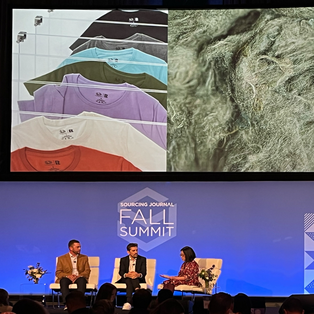 Recoverfiber's tweet photo. Our Senior VP Marketing, @borismercier, &amp; Drew Lawrence, the Senior Marketing Manager at @FruitOfTheLoom, discussed strategic solutions for the complex challenges in the apparel supply chain at @SourcingJournal's Fall Summit! Looking forward to what's to come! #SJSummit https://t.co/nHglCcOW6W