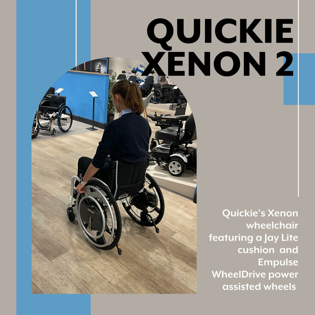 Wheelfreedom's tweet image. What a combo! The Quickie Xenon 2 is a highly adaptable active #wheelchair. This one features #Empulse #WheelDrive power assisted wheels to get around faster, with a Jay Lite cushion for added comfort and support. Try out any of these products at our showroom! 0800 025 8005