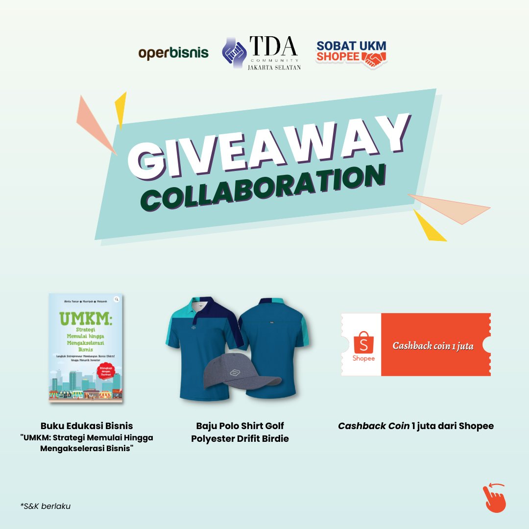 OperBisnis's tweet photo. 🌟GIVEAWAY ALERT!🌟
Dapatkan buku OperBisnis dan atribut Golf Birdie! Undian pemenang Sabtu, 22 Oktober 2022 di acara webinar kolaborasi "Menentukan Target Pasar yang Tepat Dalam Upaya Akuisisi Pelanggan"

Follow, Like, dan Comment @OperBisnis  https://t.co/SRCwK8esNY

#Giveaway https://t.co/QU3kp21anu