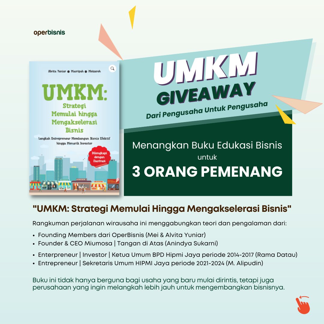 OperBisnis's tweet photo. 🌟GIVEAWAY ALERT!🌟
Dapatkan buku OperBisnis dan atribut Golf Birdie! Undian pemenang Sabtu, 22 Oktober 2022 di acara webinar kolaborasi "Menentukan Target Pasar yang Tepat Dalam Upaya Akuisisi Pelanggan"

Follow, Like, dan Comment @OperBisnis  https://t.co/SRCwK8esNY

#Giveaway https://t.co/QU3kp21anu