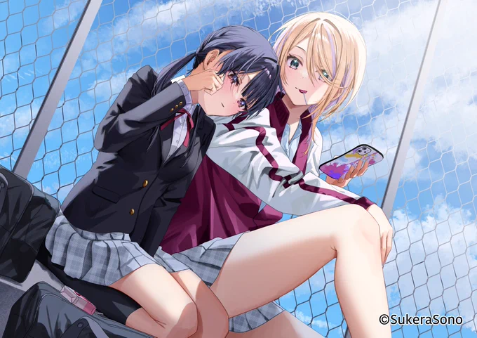 【告知】SukeraSparo様の百合音声作品『はじめてのサボタージュ ~あなたのとなりで息をする~』のキービジュアルイラストを担当させていただきました!詳細:  