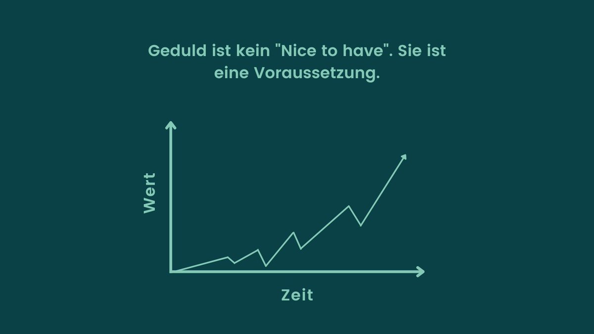 Investieren ist ein langfristiges Projekt. Anlagerenditen sind nicht linear. Manche Aktien entwickeln sich jahrelang unterdurchschnittlich und verdreifachen sich dann. Geduld ist kein "Nice to have". Sie ist eine Voraussetzung.