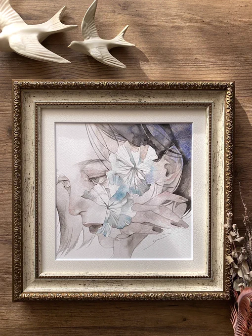 上り月(のぼりづき)原画お迎えありがとうございました!個展 #まなざしのおく で見納めになります 