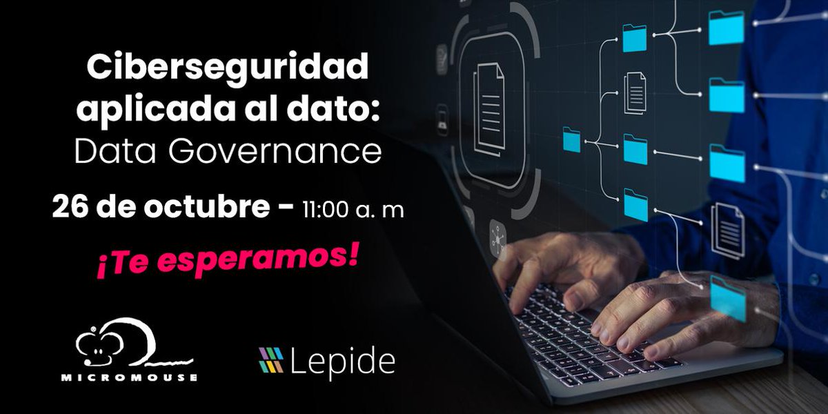 MicromouseTT's tweet photo. Descubre en nuestro #webinar "#Ciberseguridad aplicada al dato: #DataGovernance" cómo  evitar el riesgo de una filtración, favorecer la alineación con las normas de privacidad de datos relevantes y maximizar la productividad del área de negocio: https://t.co/zYGUnWqgA0 @LepideSW https://t.co/HIRfqRqwqq