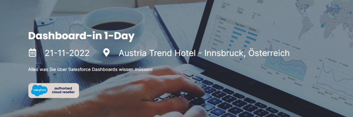 Apracor's tweet photo. Unser Dashboard-in-1-day-Event naht! 📢📢

Du möchtest alles über Salesforce-Dashboards lernen und aktiv anwenden können? 
Du hast Interesse, deine Unternehmensdaten mit Hilfe von Dashboards ansprechend zu visualisieren? 

Melde dich jetzt an: https://t.co/EfNaEoUx0e https://t.co/1jvV1ommuf