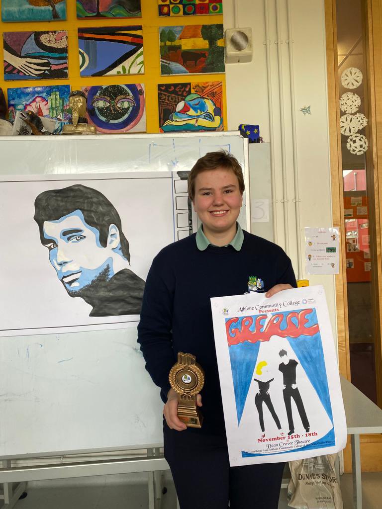 ccathlone's tweet photo. Fenja Weigel was the winner of our school poster competition. Her Grease drawing will now be the showcase poster for our upcoming musical. Really well done Fenja 😎 https://t.co/aGjSUAfF4A