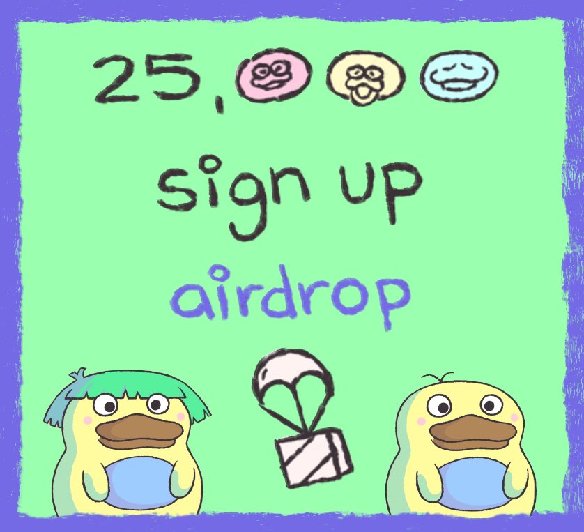 PlatypusPlumpy's tweet image. 🚨AIRDROP ANNOUNCEMENT🚨

The first 25,000 people who sign up for @PlatypusPlumpy get FREE NFT’s! 👀

Sign up info ⬇️

1. Follow @PlatypusPlumpy &amp;amp; turn on notifications 

2. Enter discord 👉 discord.gg/k7naBjPDzY

3. Like &amp;amp; retweet

4. Tag 4 friends

#SuiNFTs #SuiEcosystem #Sui