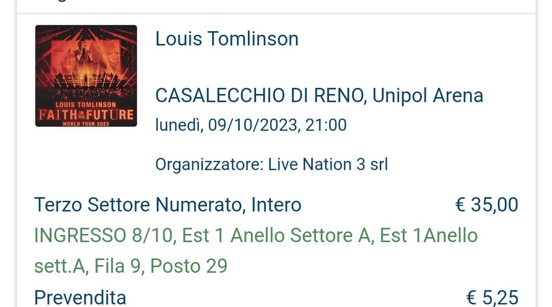 louthedaffodil's tweet photo. Qualcuno che mi consoli e che mi dica che il biglietto che ho preso non fa tanto schifo come sembra 🥲
#FaithinTheFutureTour https://t.co/4BHX0irjKY