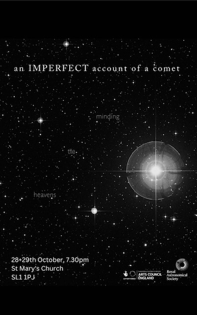 An Imperfect Account of a Comet audiovisual installation by <a href="/_LyndaLaird/">Lynda Laird</a> celebrating  18thC astronomer Caroline Herschel. Oct28/29 StMary's Church all 560 star plates unveiled+live deeplistening score <a href="/DrBrianMay/">Dr. Brian May</a> <a href="/soundukarts/">Sound UK</a> <a href="/Hanpeel/">Hannah Peel</a> <a href="/maryannehobbs/">maryannehobbs</a> <a href="/ROGAstronomers/">Royal Observatory Greenwich</a> <a href="/StuartMaconie/">Stuart Maconie</a>