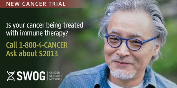 kgunturuMD's tweet photo. #ClinicalTrial S2013 #ICHECKIT follows patients taking #immunotherapy drugs for #cancer, to learn who is at risk for serious side effects. To learn more about S2013, visit https://t.co/T61rPVkW9f. Or call 1-800-4-Cancer and ask about S2013. @SWOG @theNCI @Alliance_org #GynCSMb https://t.co/isMSwU7gph