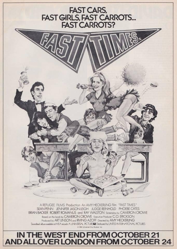 wilsongullis's tweet photo. Forty years ago today, Fast Times At Ridgemont High opened in West End cinemas. #fasttimesatridgemonthigh #1980s #1980sfilm #1980sfilms #phoebecates #jenniferjasonleigh #cameroncrowe #seanpenn #teenmovies #highschoolmovies #highschoolfilm #amyheckerling https://t.co/wfsxmy6Nv4