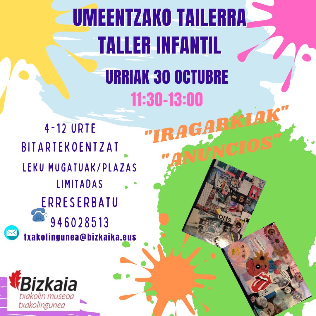 #Taller infantil en @Txakolingunea #Bakio 📆Urriak 30 de octubre 🕦11:30 - 13:00 (4-12 urte/años) ☎️94.602.85.13 👉txakolingunea@bizkaia.eus ‼️Leku mugatuak/Plazas limitadas @IkasBizkaia #aprendizajepermanente #ikasbizi