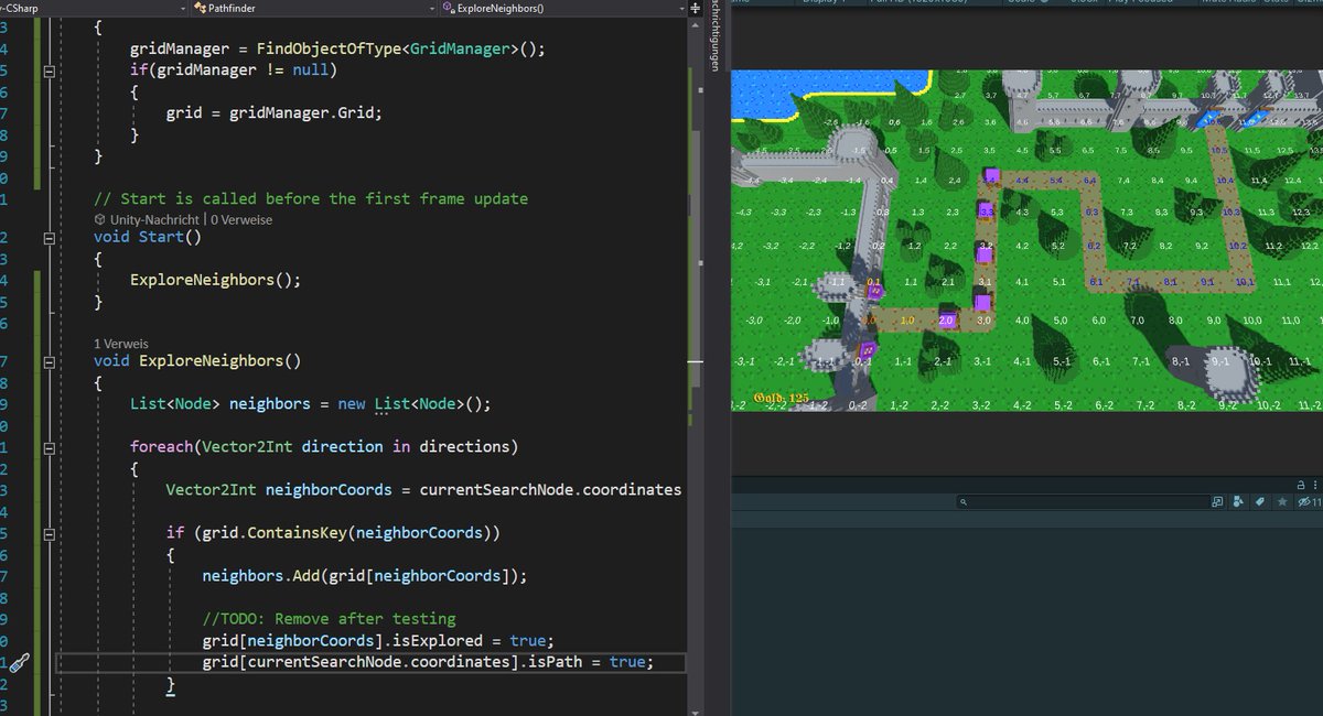 SweetMouse85's tweet photo. Todays lecture doing course work is pathfinding, dictionary, coordinates.
#madewithunity #ShareYourGames #WPUGamers #unity3d #IndieGameDev #gamedesign #gamedev #coordinatesystem #TowerDefence #indiegame #programming #dictionary #pathfinding https://t.co/VHDrzkDVDq