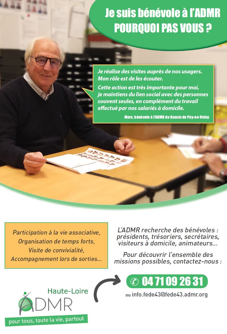 ADMR_HTE_LOIRE's tweet photo. Nous préparons une nouvelle campagne visuelle de recrutement bénévole ! En voici la première affiche.
Nos bénévoles trouvent du sens à leur #engagement : Partage et lien social, envie d'aider, besoin de donner après avoir soi-même reçu, besoin de s'occuper au service des autres. https://t.co/F4V1mjcvBt