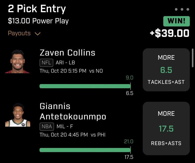 Ja2oa05's tweet photo. Even when we play light we hitting, all sports we got it covered 😉 If you ain’t here you missing out on all the fun! @Propulation_ #dfs #prizepicks #underdogfantasy https://t.co/hZVggL6Yu1