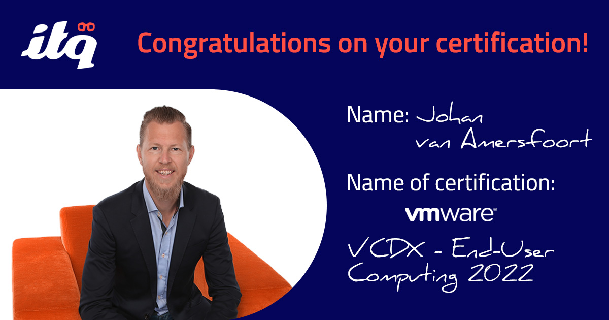 We congratulate Johan van Amersfoort on upgrading his VCDX – DTM to VCDX - EUC! With this achievement he is the FIRST to earn this certification! 💪 Keep up the good work, @vhojan! 🎉