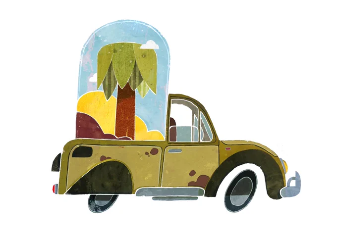 Transportation of special goods  a mix of gouache and digital 