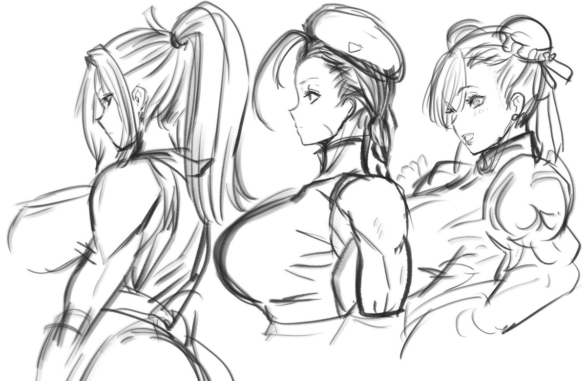 横顔が上手く描けないので3Dモデルの方を直した
鼻から頬にかけての奥行きを詰めてみた 