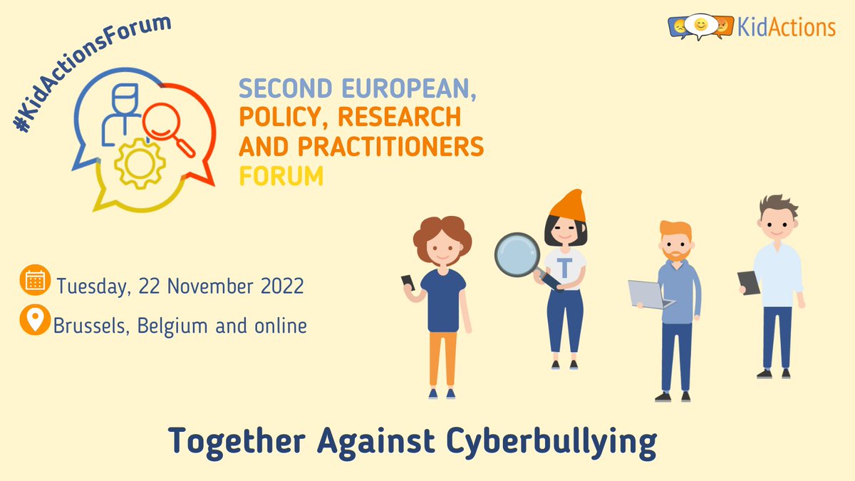 kidactions's tweet photo. 〰️Are you working or interested in the field of #digital safety and #CyberBullying❔

〰️You are warmly invited to join the #KidActions Policy, Research and Practitioners Forum❗️🤗

〰️Curious about what to expect❔🤔 Read the news➡️https://t.co/nJtmlEagzM https://t.co/w9GoHbaMLE