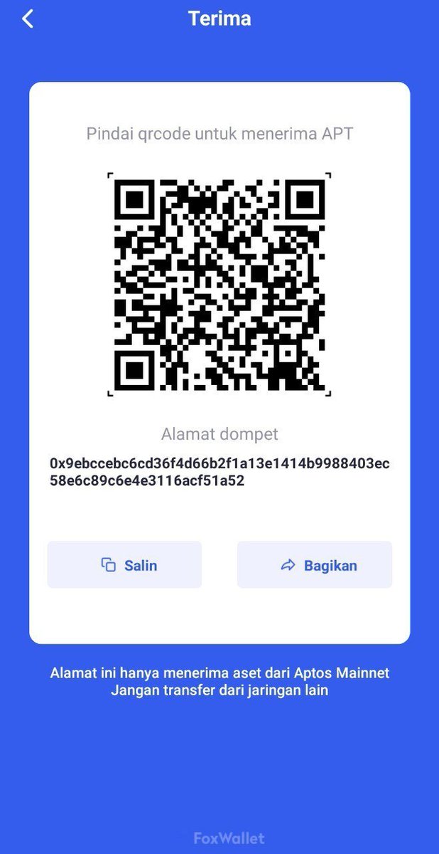aldi366's tweet photo. @FoxWallet @AptosFoundation @AptosNews1 @aptos_news @AptosEcosystems @AptosNewsHQ 0x9ebccebc6cd36f4d66b2f1a13e1414b9988403ec58e6c89c6e4e3116acf51a52 https://t.co/ufbYw5snoS