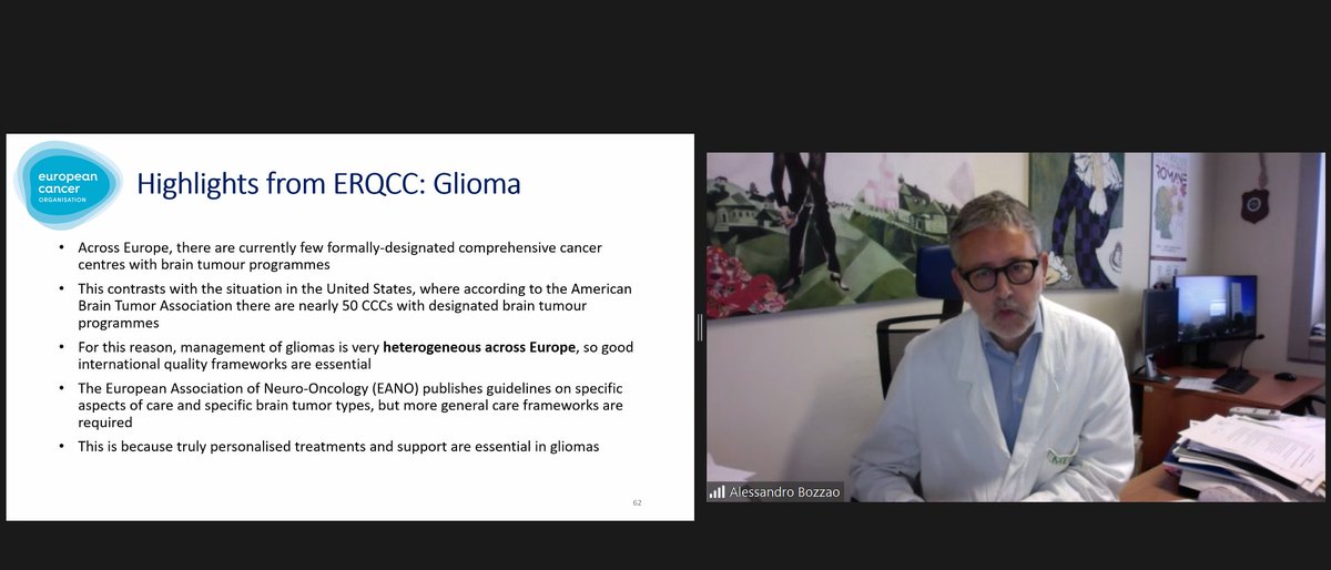 👨‍⚕️Prof Alessandro Bozzao, @myESOI, launching the 🆕 Essential Requirements for Quality Cancer Care: Glioma, today➡️ europeancancer.org/resources/290:… ✅Improved imaging for #BrainTumours 🧠 a major area where improvement could be achieved across #Europe #ERQCC #QualityCancerCare