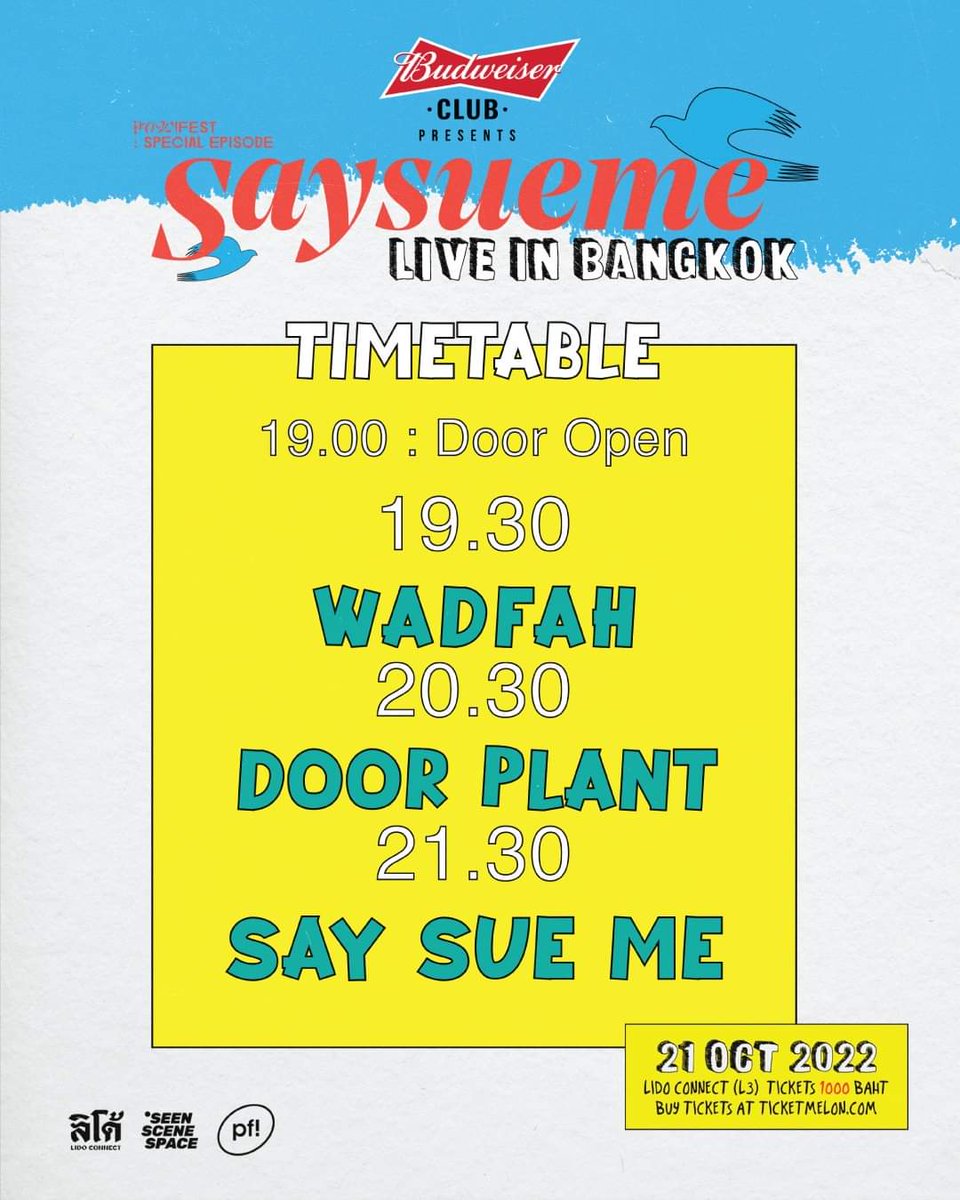 damnably's tweet photo. Bangkok!
@SaySueMe play LIVE IN BANGKOK (POW! FEST Special Episode) at
@LidoConnect with @wadfahw &
@Doorplant__ thanks to @SeenSceneSpace
https://t.co/34R3jVtF5M
#seenscenespace #powfest #saysueme #doorplant #wadfah #LidoConnect #BudweiserClub https://t.co/pfHmAgjPHw