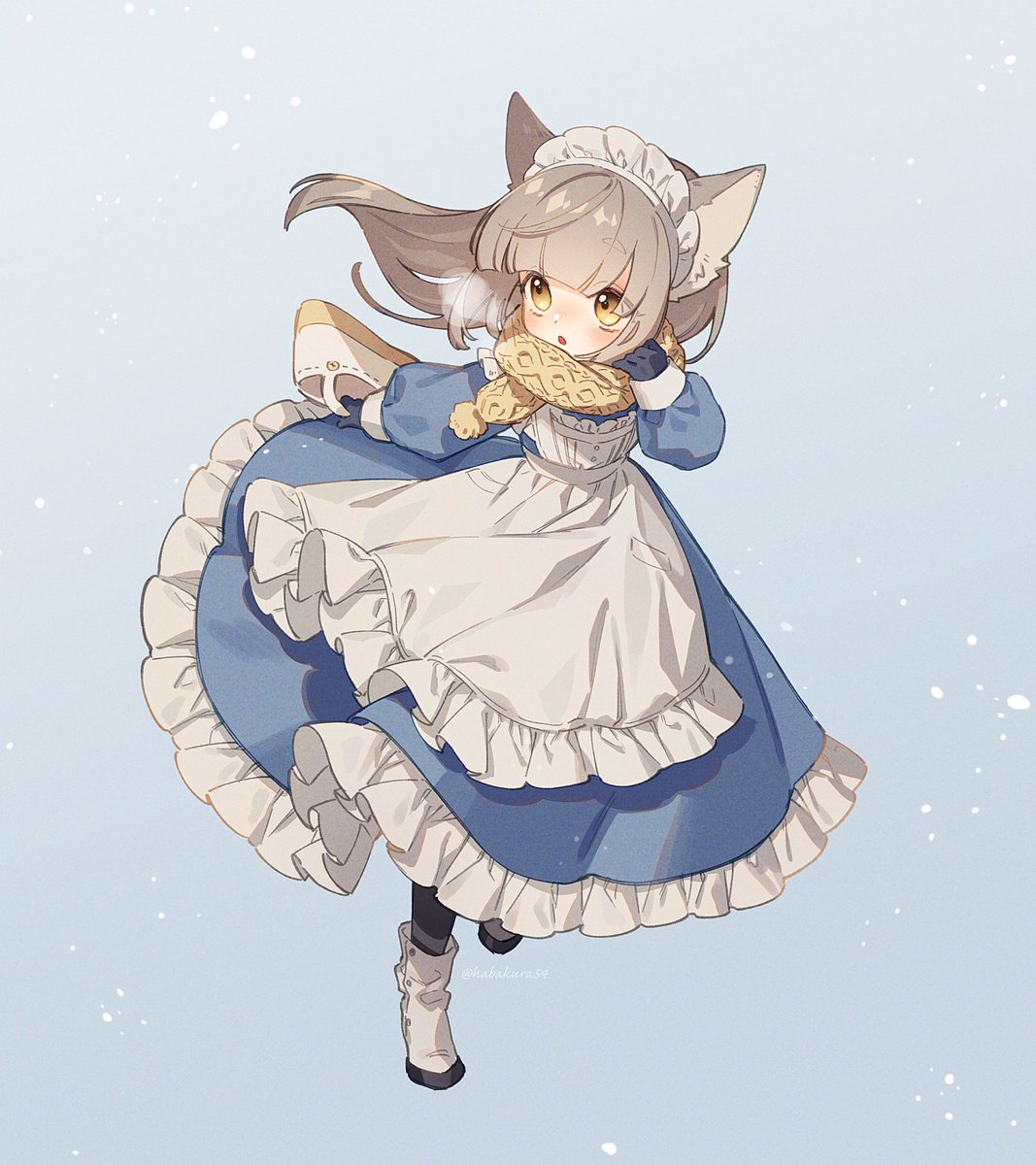 1girl animal ears solo cat ears tail apron cat tail  illustration images