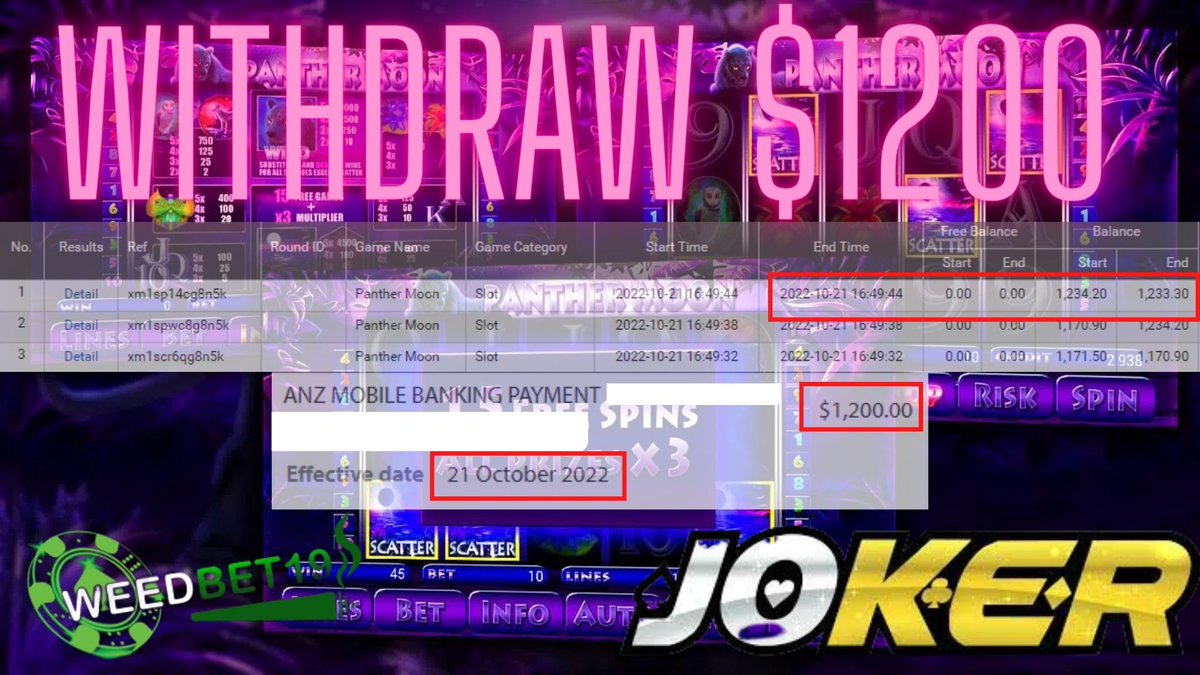 weedbet19's tweet photo. 🎉Congratulation To Weedbet19 Member Get Withdraw🎉
💨 Platform : Joker
💨 Game : Panther Moon
💨 Deposit : $30
💨 Withdraw : $1200
Join us now and become the next winner💓
WhatsApp CS1 : https://t.co/bORMXkxb0s https://t.co/1rGqymnX4s