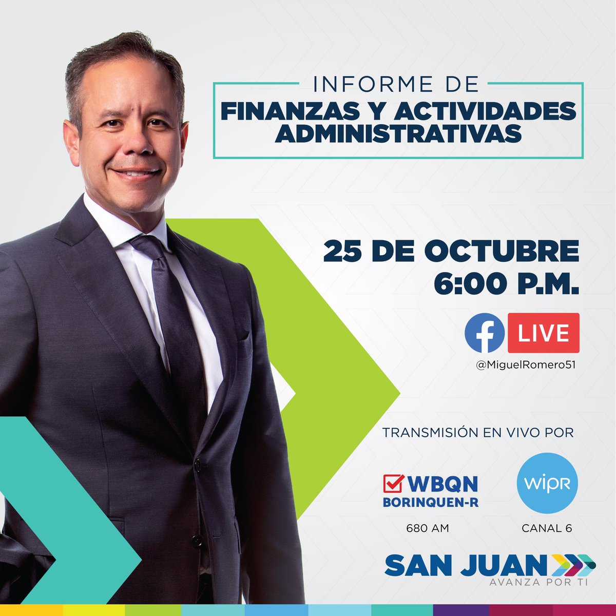 Miguel_Romero_'s tweet photo. Este próximo martes presentamos nuestro Informe de Finanzas y Actividades Administrativas para que nuestra gente de #SanJuan conozca el camino que estamos trazando. #SanJuanAvanzaPorTi https://t.co/k7qFeEHA04