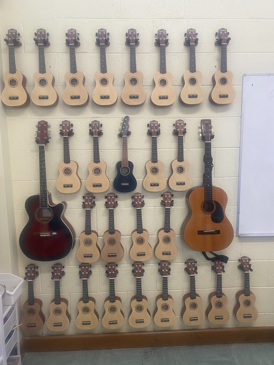 DunleavyMs's tweet photo. A huge thank you to Colin our wonderful caretaker who made our ukulele/guitar wall a reality 🎸 🎶 @MsByrne19 @FingalCC https://t.co/hDxHIDNWqL