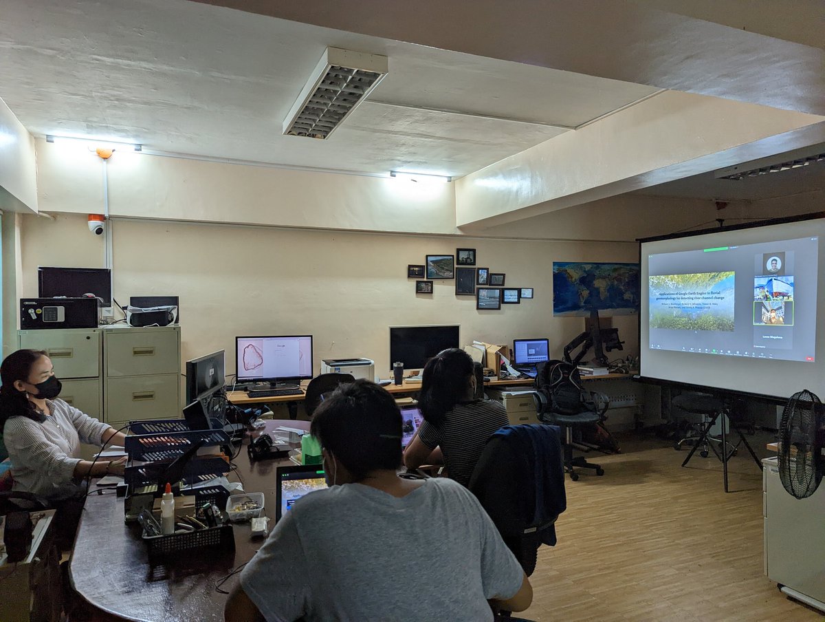 gearlabnigs's tweet photo. Happening now: Mr. Aguas, a geology undergraduate student, will be presenting an article review in the applications of Google Earth Engine for fluvial geomorphological studies here at NIGS 003 and via Zoom. https://t.co/BXJBC8NWGS