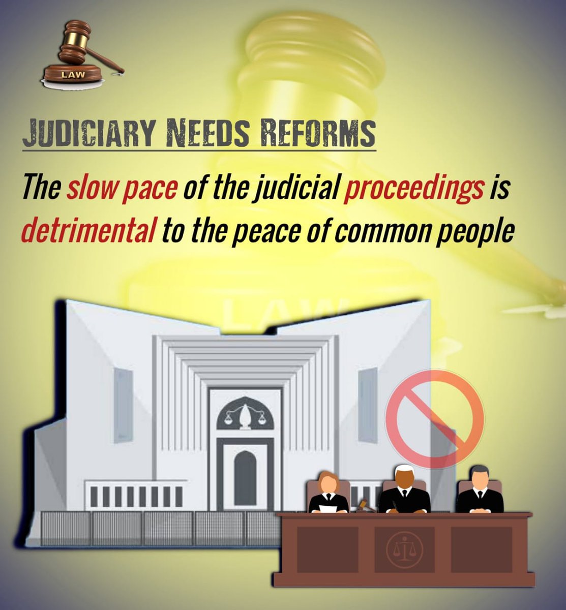 TeamPakDefense's tweet photo. Let's start the trend 
#WeRequireJudicialReforms
because we want fair justice, speedy trial of real criminals with appropriate punishments, bringing the powerful under the law and speedy justice to the poor and this can only be possible if we change our judicial system. https://t.co/GAWMBFj83F