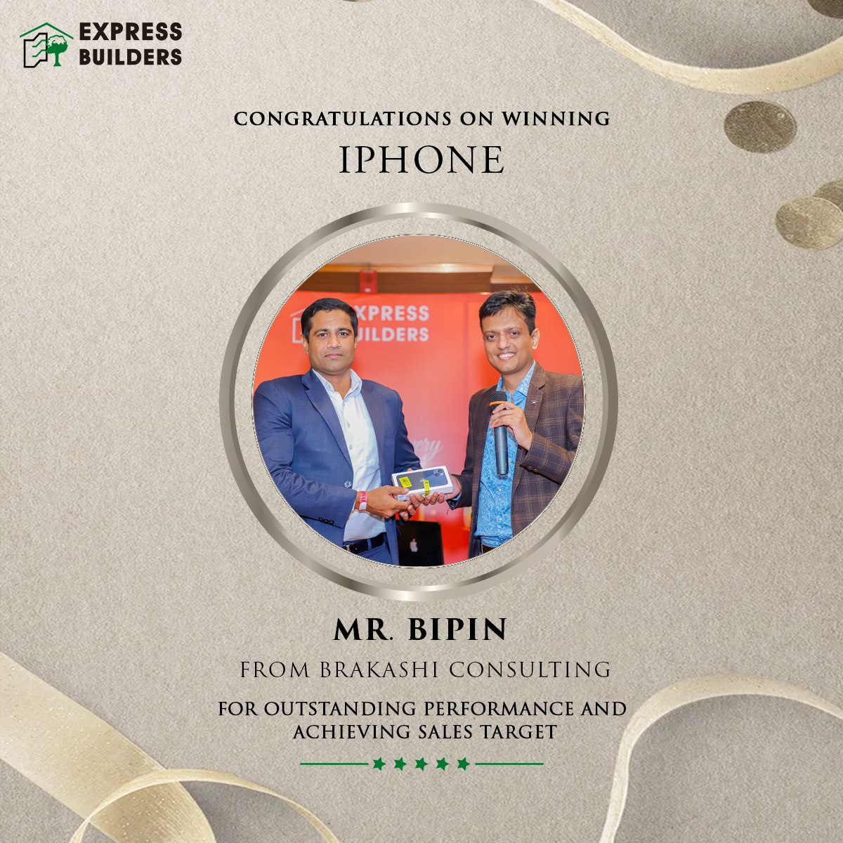 ExpressBuildrs's tweet photo. This is just one small recognition of many successes to come from your passion, dedication, and enthusiasm. Congratulation for outstanding performance and achieving sales target.
#Congratulations #Success #Celebration #Achievements #ExpressBuilders https://t.co/kc5FIUyaW4