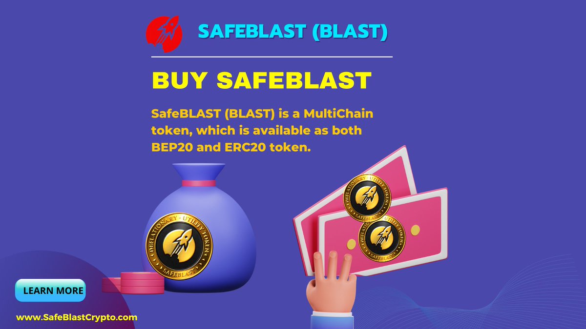SafeBLASTarmy's tweet photo. Buy SafeBLAST
SafeBLAST (BLAST) is a MultiChain token, which is available as both BEP20 and ERC20 token.
Click this link and learn more https://t.co/HlzNj4j5Za
#BLAST #SafeBALST #PancakeSwap #Blasttoken #win #P2E #ETH #tothemoon #Bullish #SafeBlast #P2E #win https://t.co/aHZN6GO1mm