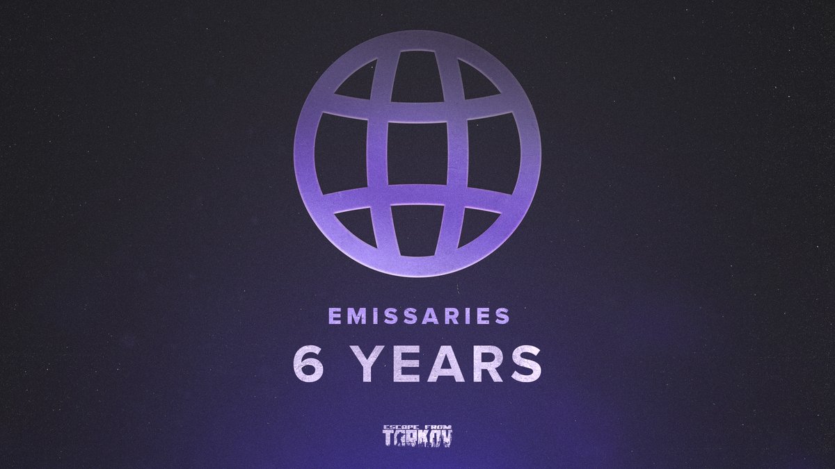 tarkov's tweet image. The Emissary Program is turning 6 years!

Emissaries are volunteers from all around the world who actively support and are heavily involved in the #EscapefromTarkov community.