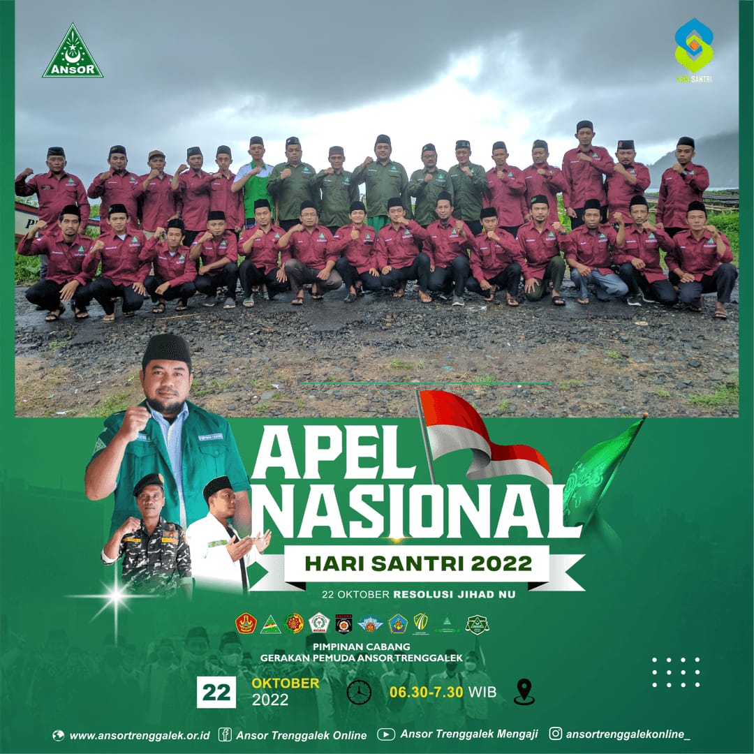 turusmustakim's tweet photo. Keluarga Besar Gerakan Pemuda Ansor Kabupaten Trenggalek Bangga Menjadi Santri Nusantara

Selamat Hari Santri Nasional 2022 

Berdaya menjaga martabat kemanusiaan

22 Oktober 2022 

#ansortrenggalek 
#harisantri2022 
#santritrenggalek https://t.co/M9G04nBmQ3