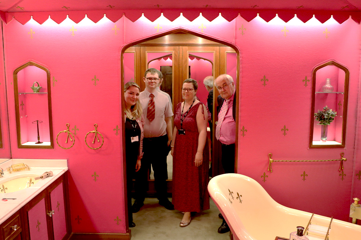 The team at Hever Castle are 'wearing it pink' for @BreastCancerNow. We couldn't resist popping into Lady Astor's pink bathroom, it was made for a day like today! 💗 #wearitpink #BreastCancerAwarenessMonth