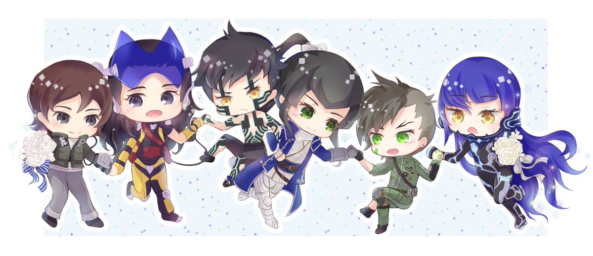 adelfe_xx's tweet photo. 真・女神転生シリーズの主人公たちを描いてみました…！好き…😭💕
（左から：フツオ、アレフ、人修羅、フリン、ナナシ、ナホビノ） https://t.co/241VQMLpY8