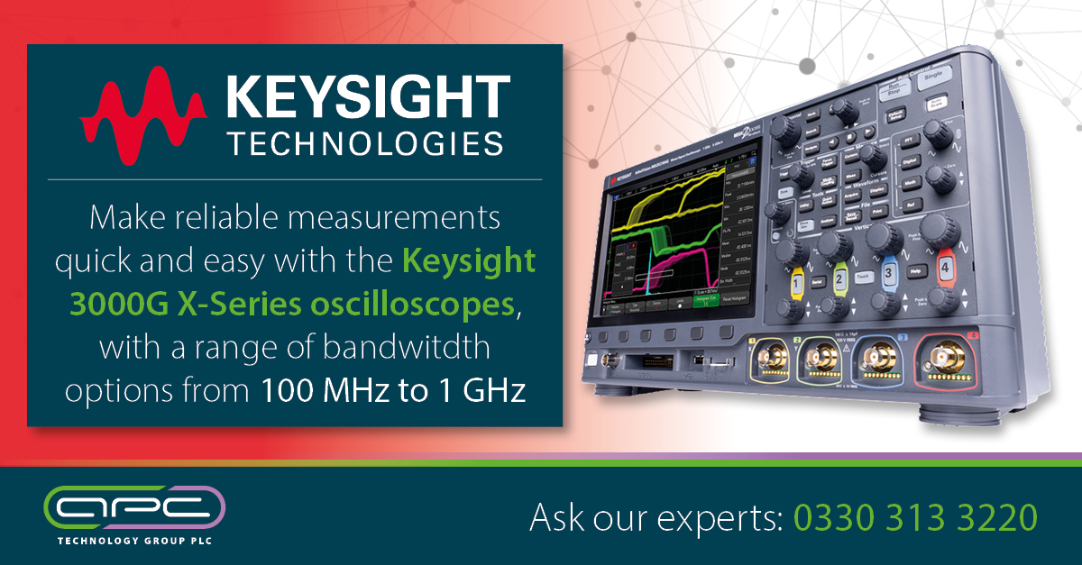 APCTechGroup's tweet photo. Available from APC, the #InfiniiVision 3000G X-Series oscilloscopes offer high-end technology in a small form factor, these @Keysight_UK oscilloscopes are enhanced with standard features that you would typically expect to pay extra.
0330 313 3129 | keysight.test@apcplc.com https://t.co/9gxn16ea4a