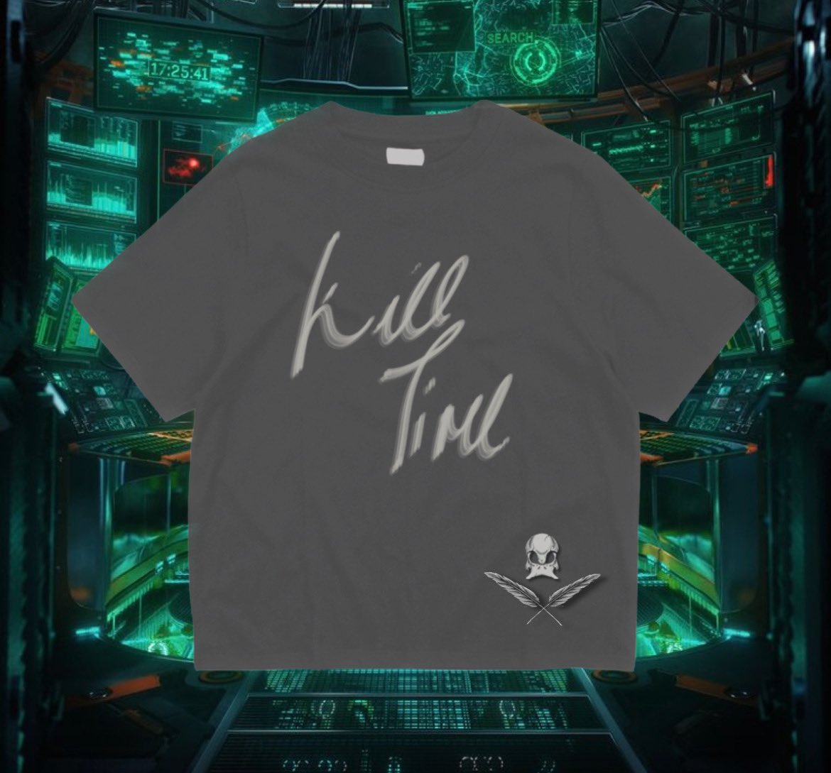 TheCryptoAL's tweet photo. The Mallard Order Hand Written ‘Kill Time’ Personal Concept Tee🦆 

With a retro/vintage animation on the back. @MallardOrder #MallardOrder #ConceptMerch #TMO #CNFT https://t.co/AZFwixifM5