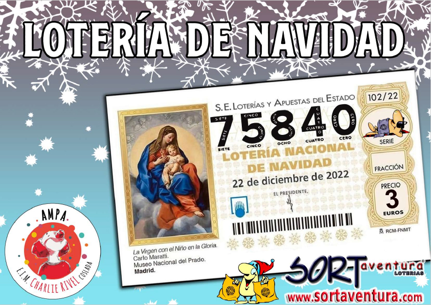 ¡Ya tenemos Lotería de Navidad!

Puedes comprarla desde aquí 
▶️s1.juegosolidario.es/.../loteria-AM…

El donativo se destinará a  proyectos de la AMPA para que tod@s nuestr@s peques se vean beneficiad@s.

Mucha suerte a todos.